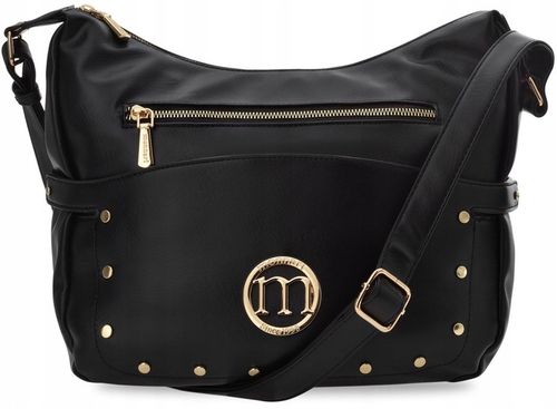 Torebka Duża Listonoszka Monnari Kieszonkami Torba Damska Z Ćwiekami Czarna na Arena.pl