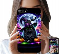 ETUI DO HUAWEI Y7 2018 - CZARNY KOTEK HALLOWEEN SALEM DYNIA WZORY