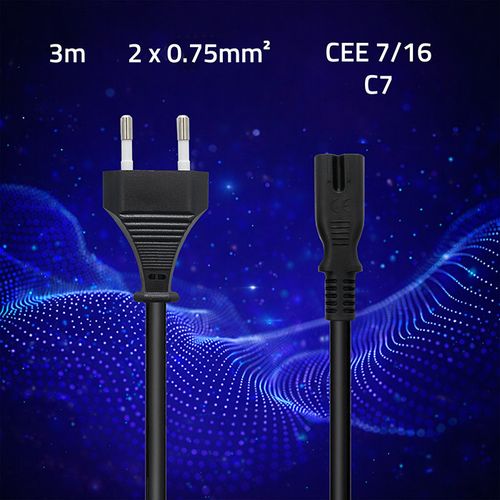 Qoltec kabel zasilający C7/7/16 3m na Arena.pl