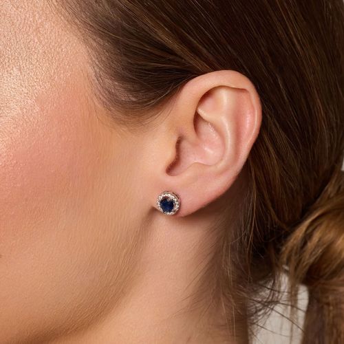 srebrne kolczyki z niebieską cyrkonią - kdk5330 na Arena.pl