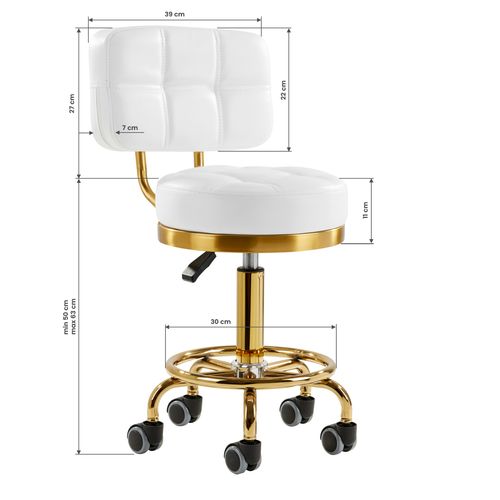 Taboret kosmetyczny Gold AM-830 Biały na Arena.pl