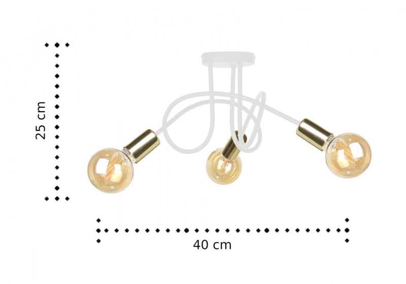 Lampa sufitowa 3xE27 RUMBA WHITE/GOLD zdjęcie 3