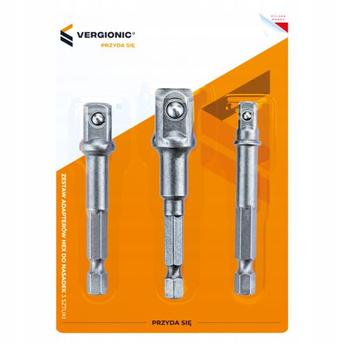 Zestaw adapterów 1/2'', 3/8'', 1/4'' HEX do nasadek 3 szt. VERGIONIC na Arena.pl
