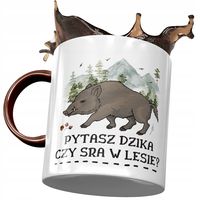 Kubek Bordowy Śmieszny Pytasz Dzika Czy Sra? Z Nadrukiem Ze Zdjęciem