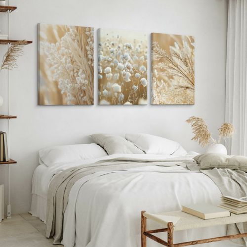 Obrazy Do Salonu Set Trawa Pampasowa Bawełna Boho Natura 90cm x 40cm na Arena.pl