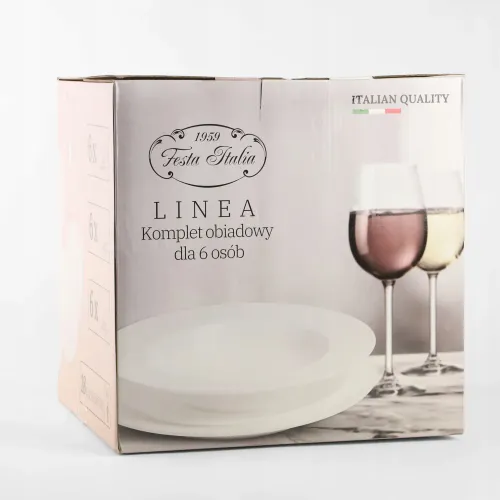 SERWIS OBIADOWY RYFLOWANY 18 EL DLA 6 OSÓB KPL TALERZY ZE ZDOBIENIEM SZKŁO na Arena.pl