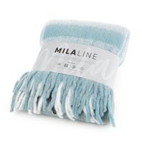 Koc na fotel moherowy z frędzlami 130X170 niebieski