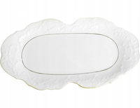ĆMIELÓW ROCOCO Tacka Porcelanowa Do Serwowania Ciasta 36 cm Złota Linia