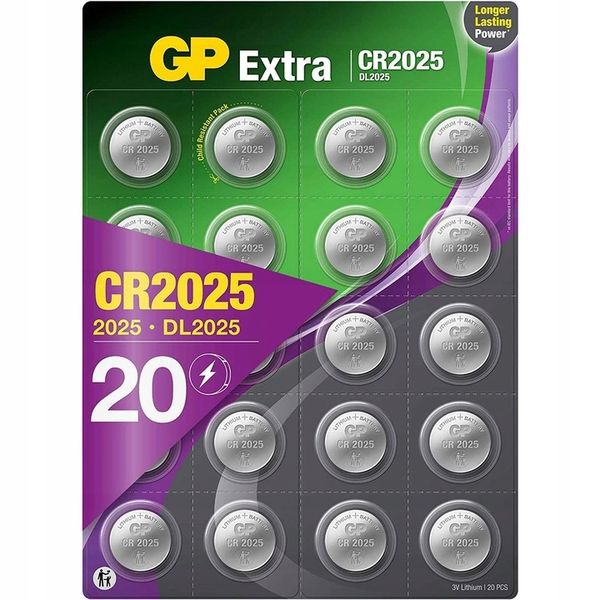 20x Bateria litowa GP EXTRA CR2025 guzikowa 3V zdjęcie 1