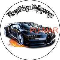Opłatek na tort Urodziny 18 30 40 Bugatti Auto Samochód Logo Tekst Gratis