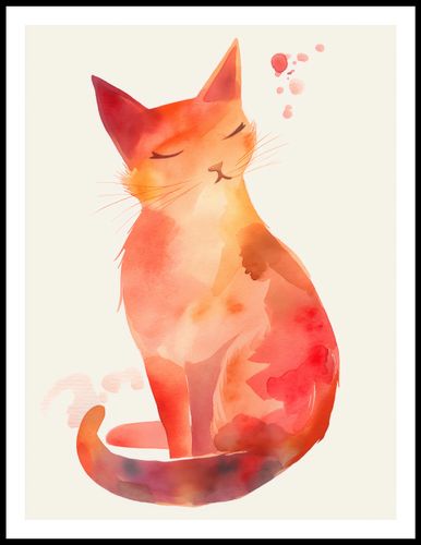 Plakat 60x80cm Akwarelowy Kot na Arena.pl