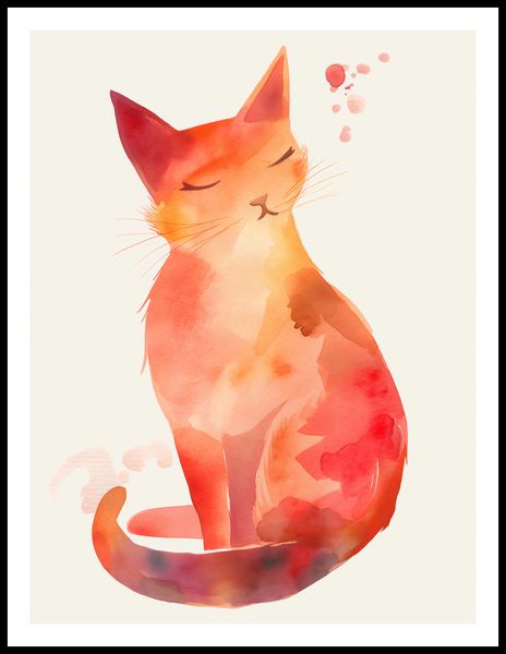 Plakat 60x80cm Akwarelowy Kot zdjęcie 3