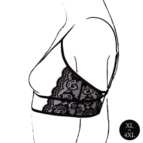 open cup triangle bra with lace and adjustable sliders - plus size - black na Arena.pl