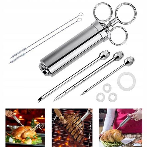 Strzykawka do PEKLOWANIA Natrysku Mięsa MARYNATĄ NASTRZYKIWARKA Stal 3 IGŁY na Arena.pl