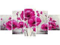 70CM 150CM OBRAZ 5 ELEM RÓŻOWE MAKI ŚCIENNY