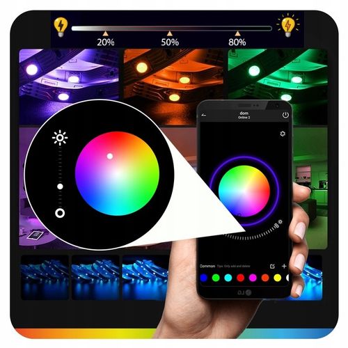 Taśma LED 30M RGB 5050 PILOT APLIKACJA Bluetooth MUZYKA ZESTAW 12V SMD na Arena.pl