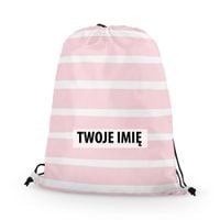 WORKO-PLECAK z Twoim imieniem Różowo-białe pasy 085