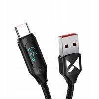 2 x Kabel USB A - USB C Wozinsky WUACC2 z wyświetlaczem 66W 6A 2m - czarny