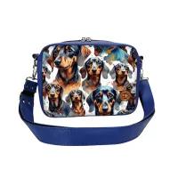 Torebka z Jamnikiem - Prosta Torebka Prostokątna Kolor ekoskóry - Niebieski