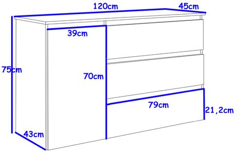 KOMODA MEGAN 120 K5 DĄB ZŁOTY do salonu przedpokoju sypialni na Arena.pl