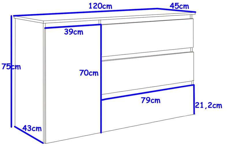 KOMODA MEGAN 120 K5 DĄB ZŁOTY do salonu przedpokoju sypialni zdjęcie 8