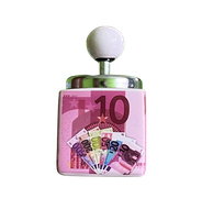 Popielniczka Zamykana Kwadratowa Ceramiczna Z Nadrukiem Banknotu 10 Euro