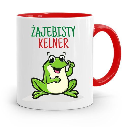 Dla Kelnera Kubek Czerwony Żajebisty Kelner Z Nadrukiem Ze Zdjęciem na Arena.pl