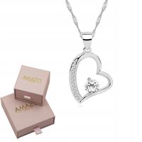 NASZYJNIK SREBRNY SERCE PR.925 RODOWANY DLA KOBIETY