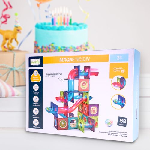 Klocki Magnetyczne 3D Świecące Konstrukcyjne Edukacyjne 83 elementy na Arena.pl