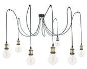 LAMPA WISZĄCA PAJĄK 7 CZARNA + osłonki retro STARE ZŁOTO