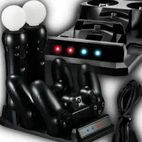 DUŻA Ładowarka STACJA DOKUJĄCA do PS4 DualShock MOVE Kontroler Pad 4w1