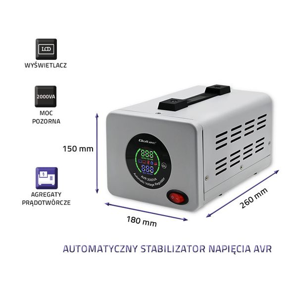Qoltec Automatyczny stabilizator napięcia AVR 2000VA zdjęcie 4