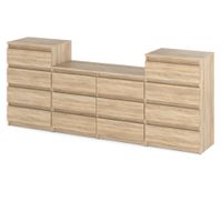 Komoda 14 Szuflad Duża Szafka Rtv 220cm Nowoczesna Meblościanka Dąb Sonoma