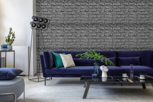 Tapeta Ścienna Szare CEGŁY Mur Wzór 3D Dekoracja na Arena.pl