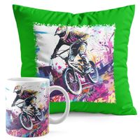 ZESTAW KUBEK + PODUSZKA ZIELONA - ROWER BMX MTB SPORT
