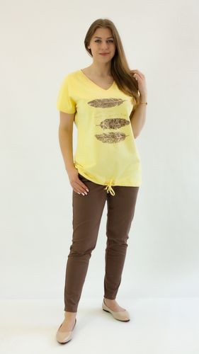 Bluzka z wiązaniem w piórka Luma Żółta UNI na Arena.pl