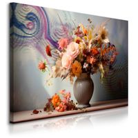 Obraz Do Salonu Kwiaty Bukiet Martwa Natura Abstrakcja Beton 120cm x 80cm