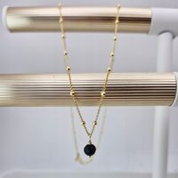 NASZYJNIK SREBRO ZŁOCONE KAMIEŃ CZARNY TURMALIN 6MM ANKIER KULKI SREBRO 925