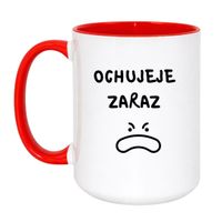 KUBEK "OCHUJEJE ZARAZ" Wzór - Duży Biało-Czerwony 450 ml