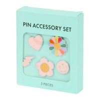 Zestaw 5 ozdobnych metalowych przypinek Kwiatek