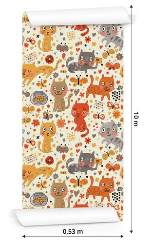 Tapeta Dla Dzieci - Zabawne Kolorowe Kotki na Arena.pl