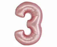 Balon foliowy cyfra "3" jasny różowy matowy, 76 cm
