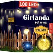 GIRLANDA SOLARNA OGRODOWA LAMPKI SOLARNE 100 ŻARÓWEK LED NA BALKON