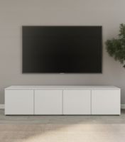 STOJĄCA SZAFKA RTV KOMODA PÓŁKA POD TELEWIZOR 200 CM BIAŁY MAT, 4 DRZWI