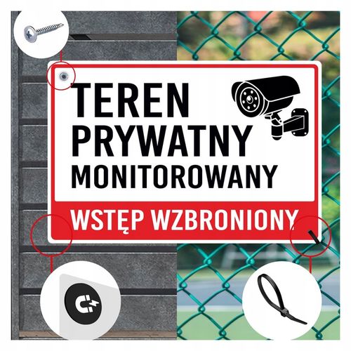 Tabliczka Teren Prywatny Monitorowany Wstęp Wzbroniony PCV 20x30 - 3 sztuki na Arena.pl