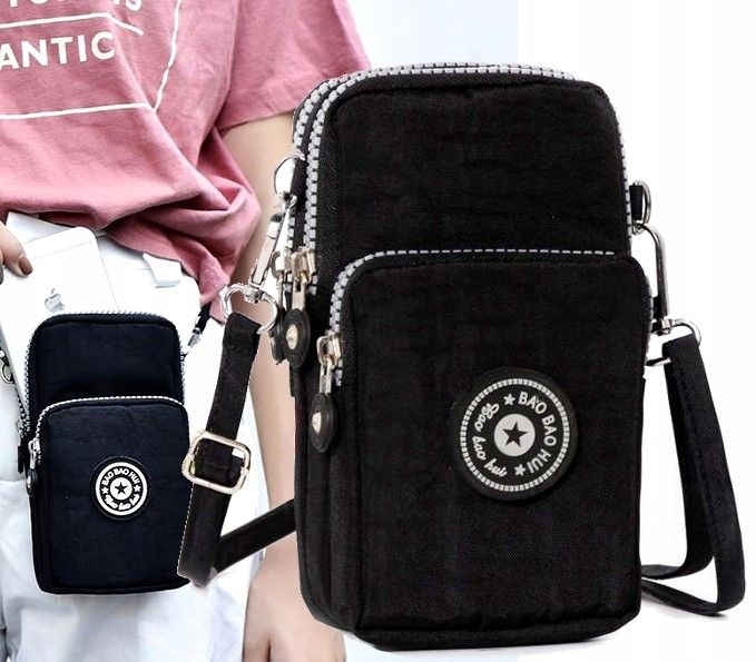 Torebka saszetka Czarna na telefon Samsung Iphone  T36_B_Czarny zdjęcie 2