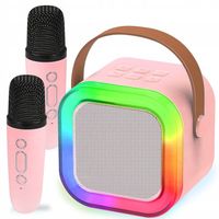 ZESTAW GŁOŚNIK BLUETOOTH PRZENOŚNY KARAOKE RGB 2 MIKROFONY USB SD MINI JACK