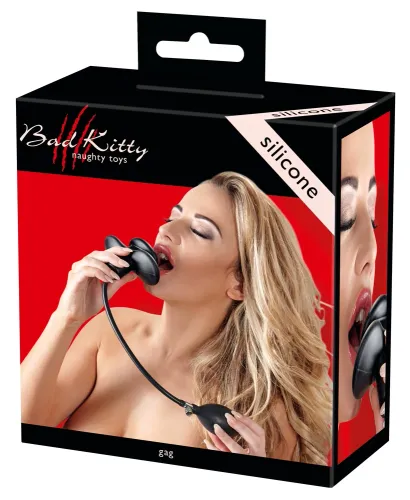 bad kitty regulowany czarny knebel ustny z pompką silikonowy 12cm na Arena.pl