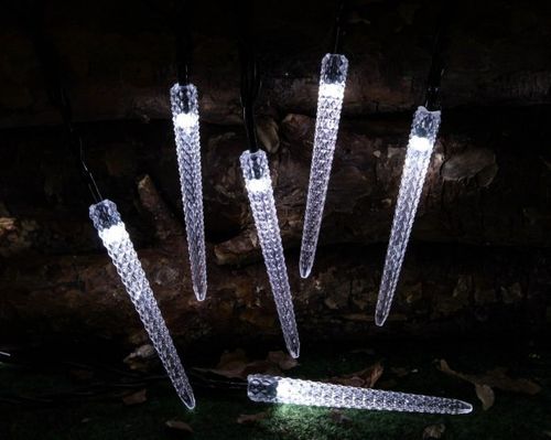 Lampki solarne 30 LED sople JoyLight zimne białe z programatorem 8 funcji na Arena.pl