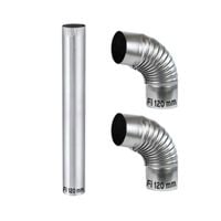 ZESTAW PRZYŁĄCZENIOWY DO PIECA RURA  + 2X KOLANKO DYMNE FI 120  DYMOWE